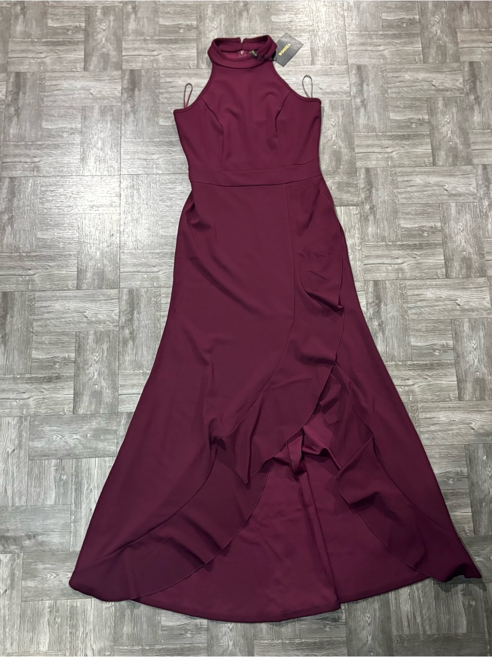 WOOSEA Women's High Neck Split Bodycon Mermaid Evening Cocktail Long Dress (M)